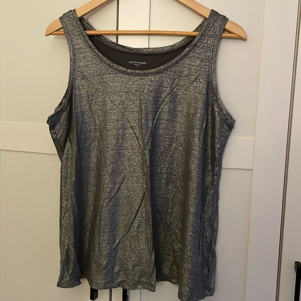 Eileen Fisher metallic silver tank top
